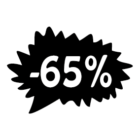 Étiquette soldes promotion -65%